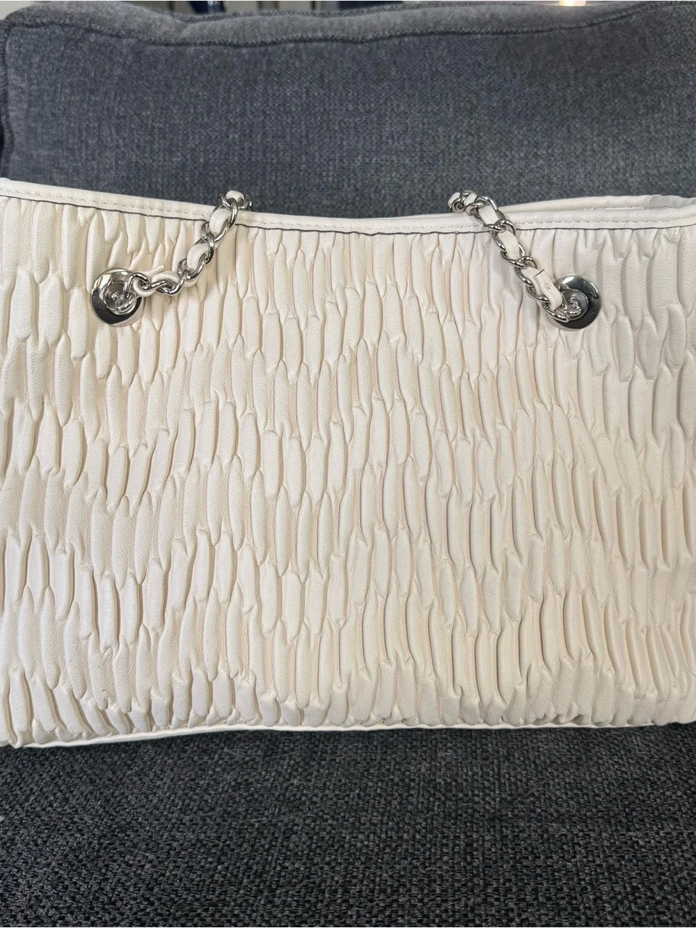NWT Jessica Simpson Lrg Shoulder Bag Cream silverChain Strap Cheetah Lining